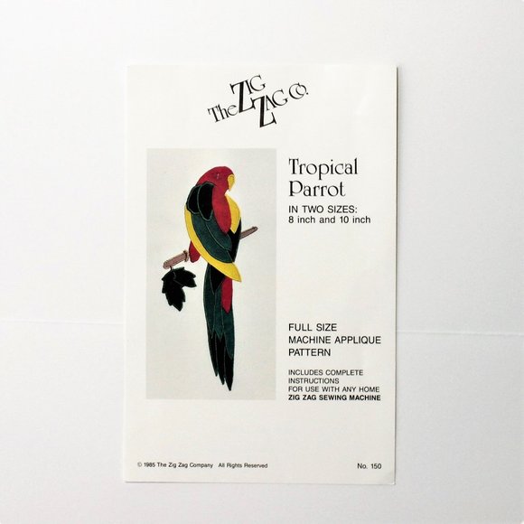 Tropical Parrot Applique Sewing Pattern Uncut Vintage 1985 Zig Zag Crafts Quilts - Picture 4 of 6